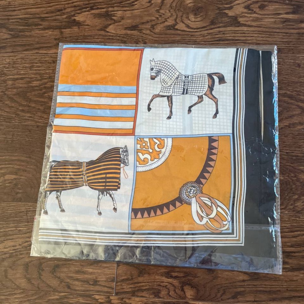 Horse Patterned Satin Scarf - Picture 3 of 3